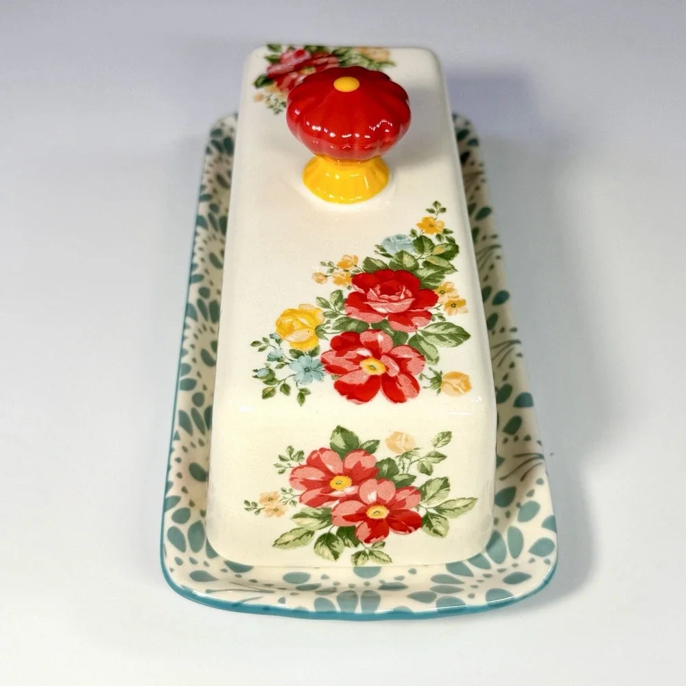 Pioneer Woman Vintage Floral 1/4 lb Butter Dish Butter Makes Everything Better